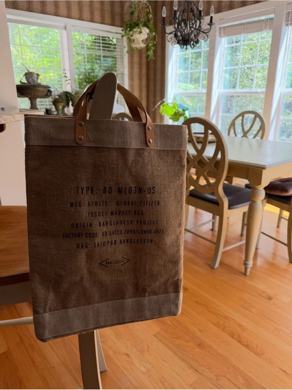 Apolis Global Citizen “Cornell University”  Burlap Tote with Leather Handles